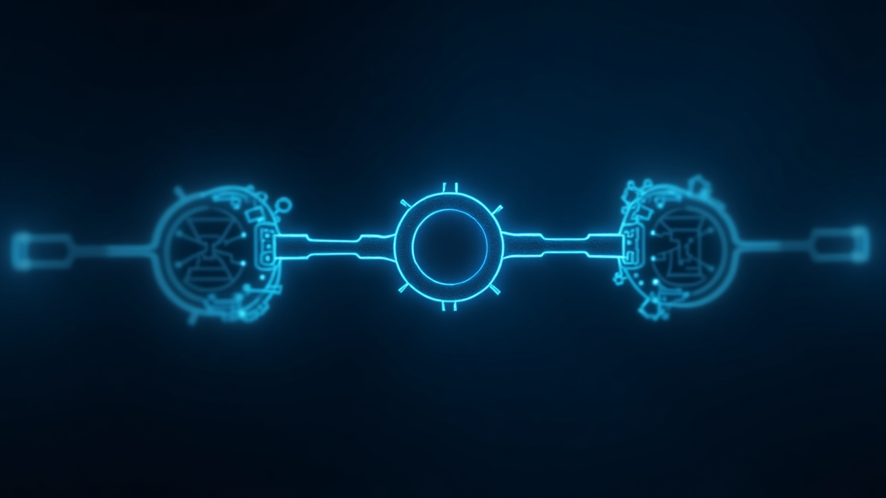 Visual representation of blockchain technology with connected nodes
