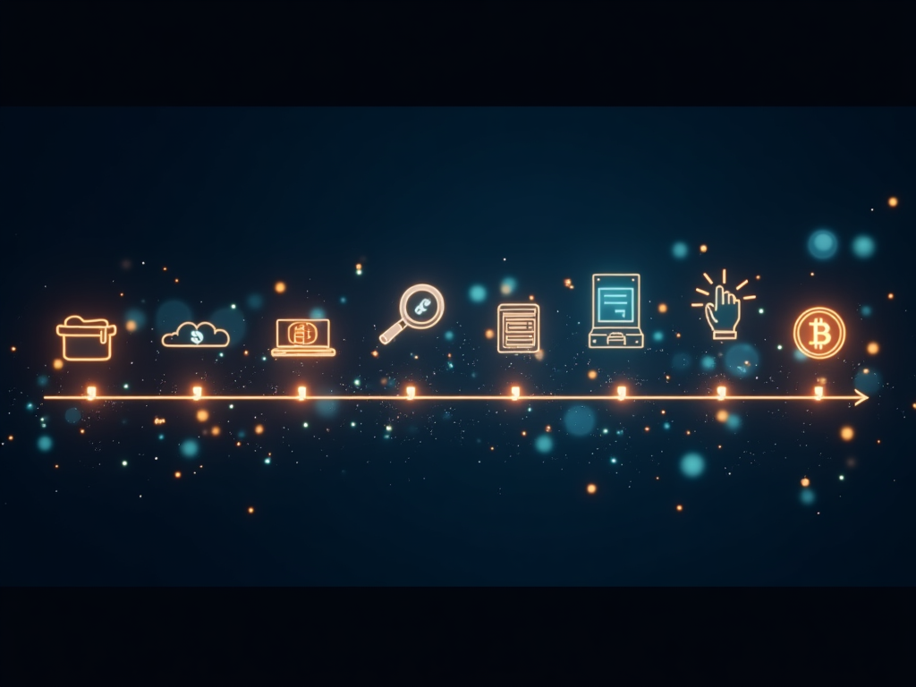 Historical evolution of financial technology represented in digital timeline